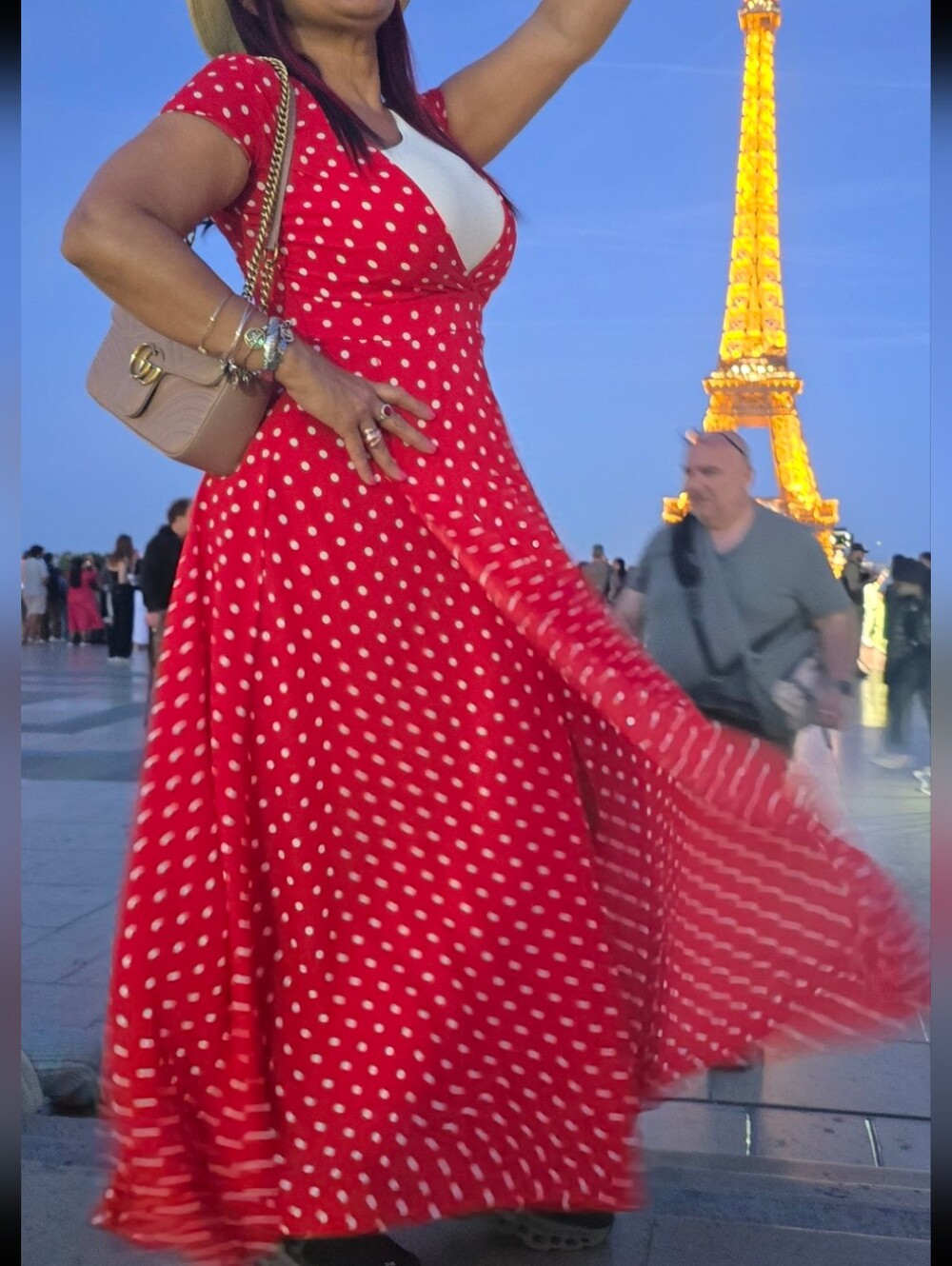 Red Polka Dot Maxi Dress - Women's Elegant Fit & Flare